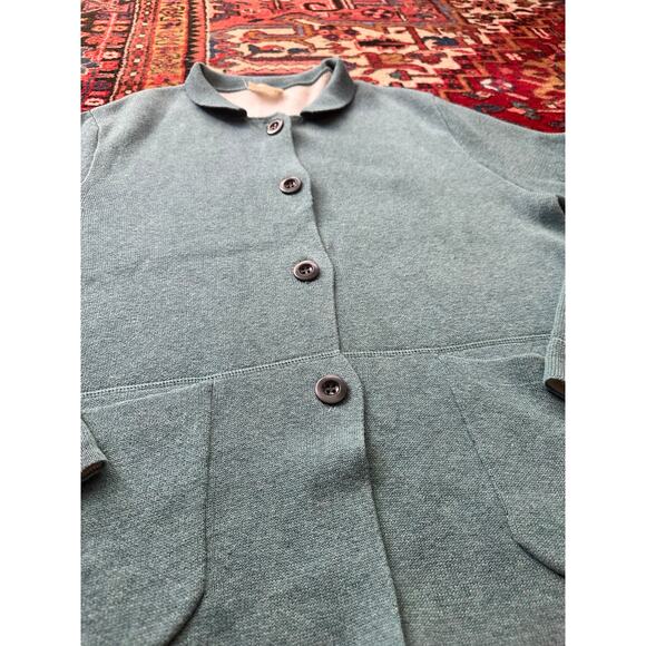 Poetry Organic Cotton Collared Cardigan Jacket Button Up Aqua Blue Size 6/Small - Picture 2 of 8